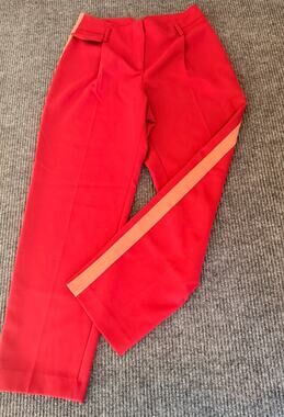 ADL Women's Red Wide Leg Dress Pants Size Small Peach Stripe